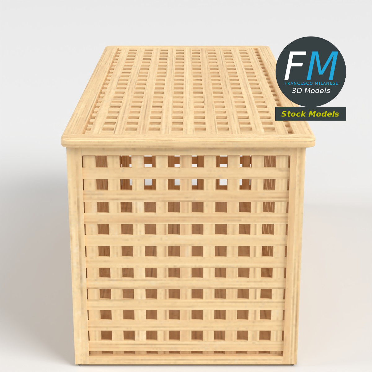 3D-Modell - Holz-Aufbewahrungstruhe mit Gitter - 04
