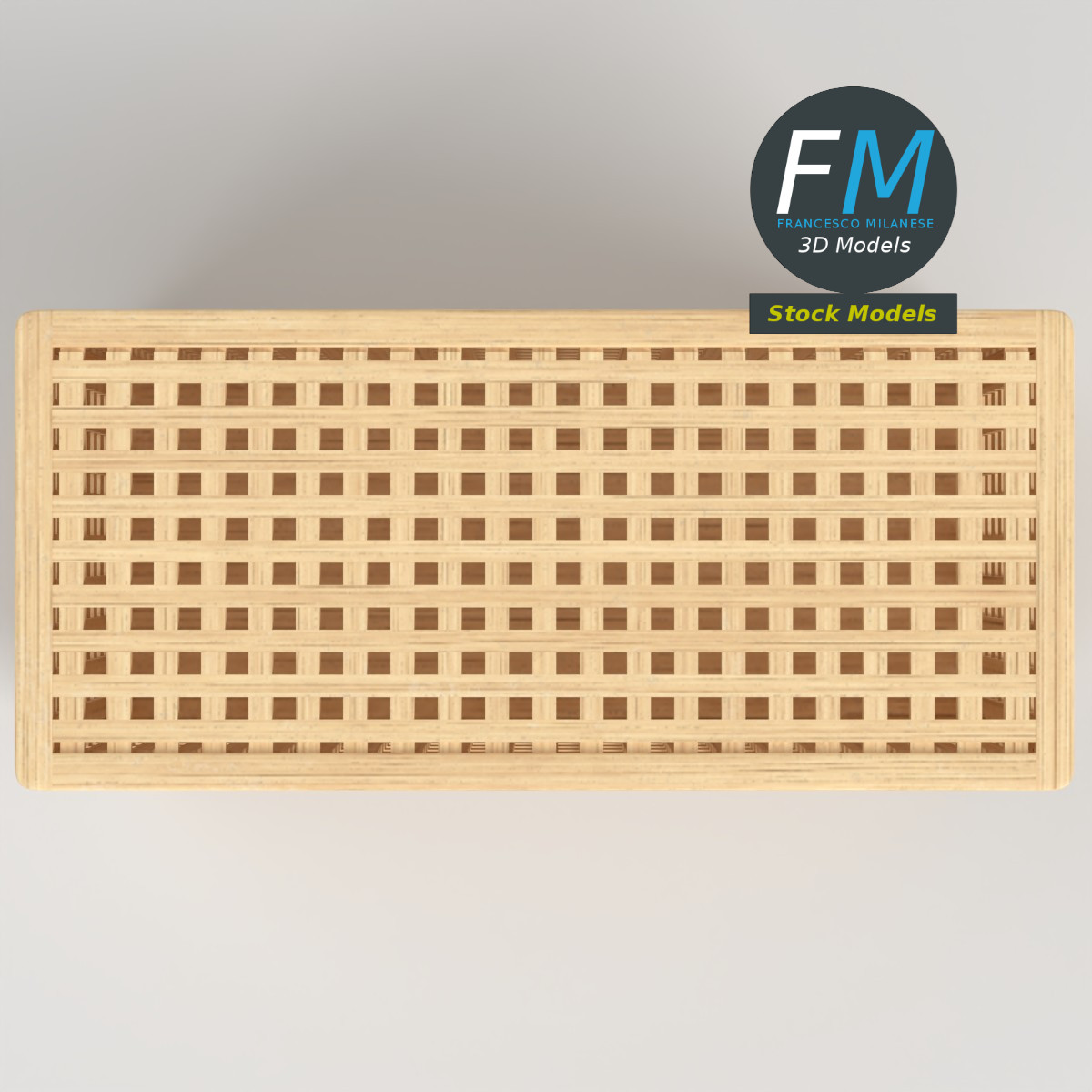 3D-Modell - Holz-Aufbewahrungstruhe mit Gitter - 06