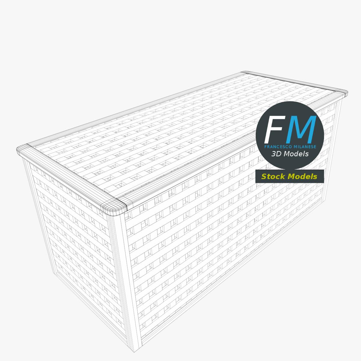 3D-Modell - Holz-Aufbewahrungstruhe mit Gitter - 07