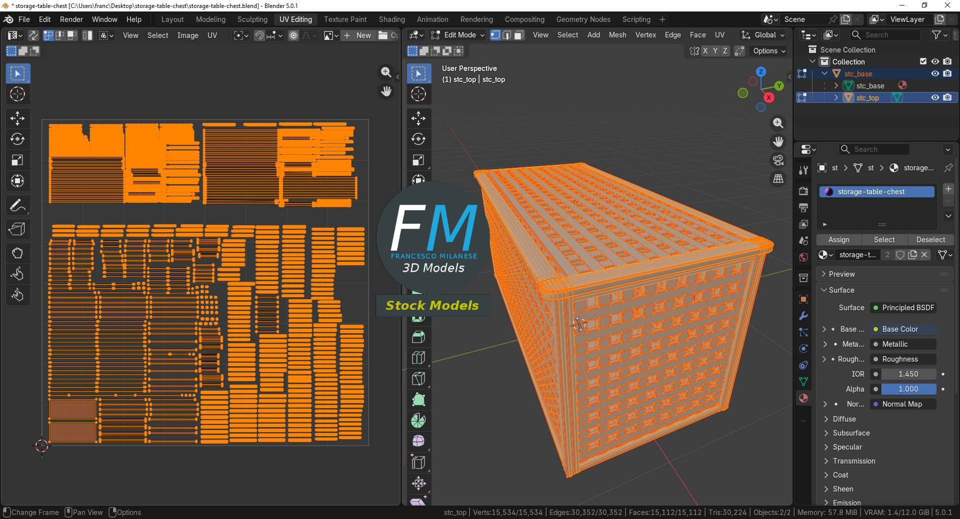 3D-Modell - Holz-Aufbewahrungstruhe mit Gitter - 10