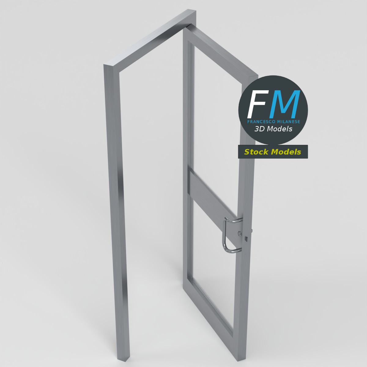 3D-Modell - Glas-Schwingtür für Geschäft - 02