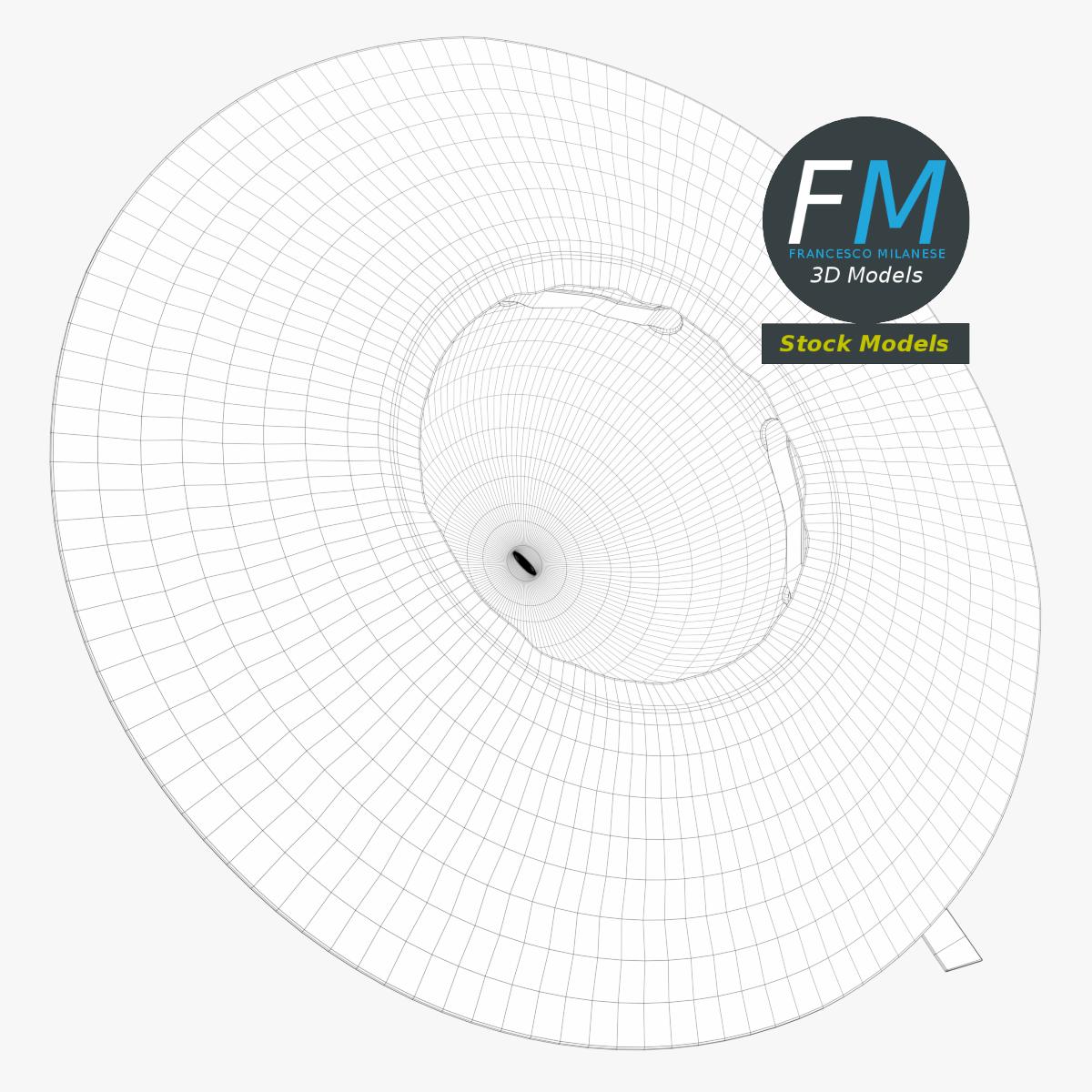 3D-Modell - Breitkrempiger Strohhut mit Band - 08