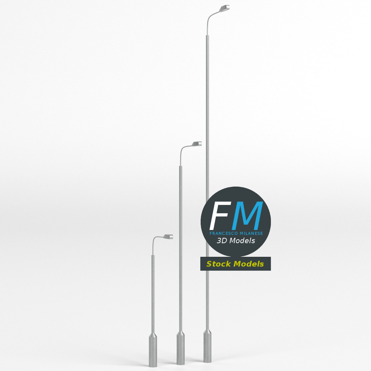 3D модель - Набор современных уличных фонарей - 03