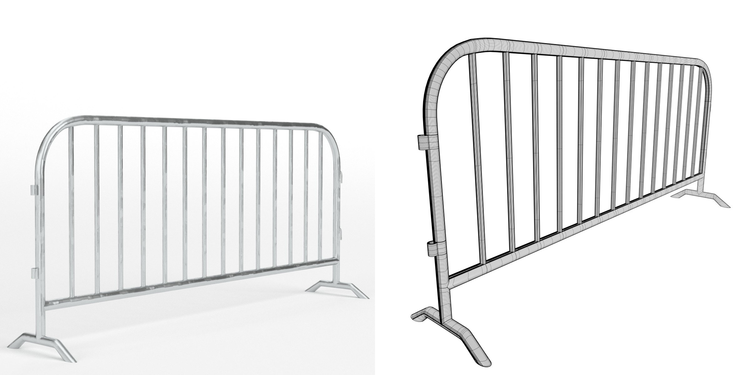 3D-Modell - Metallische Straßenabsperrung