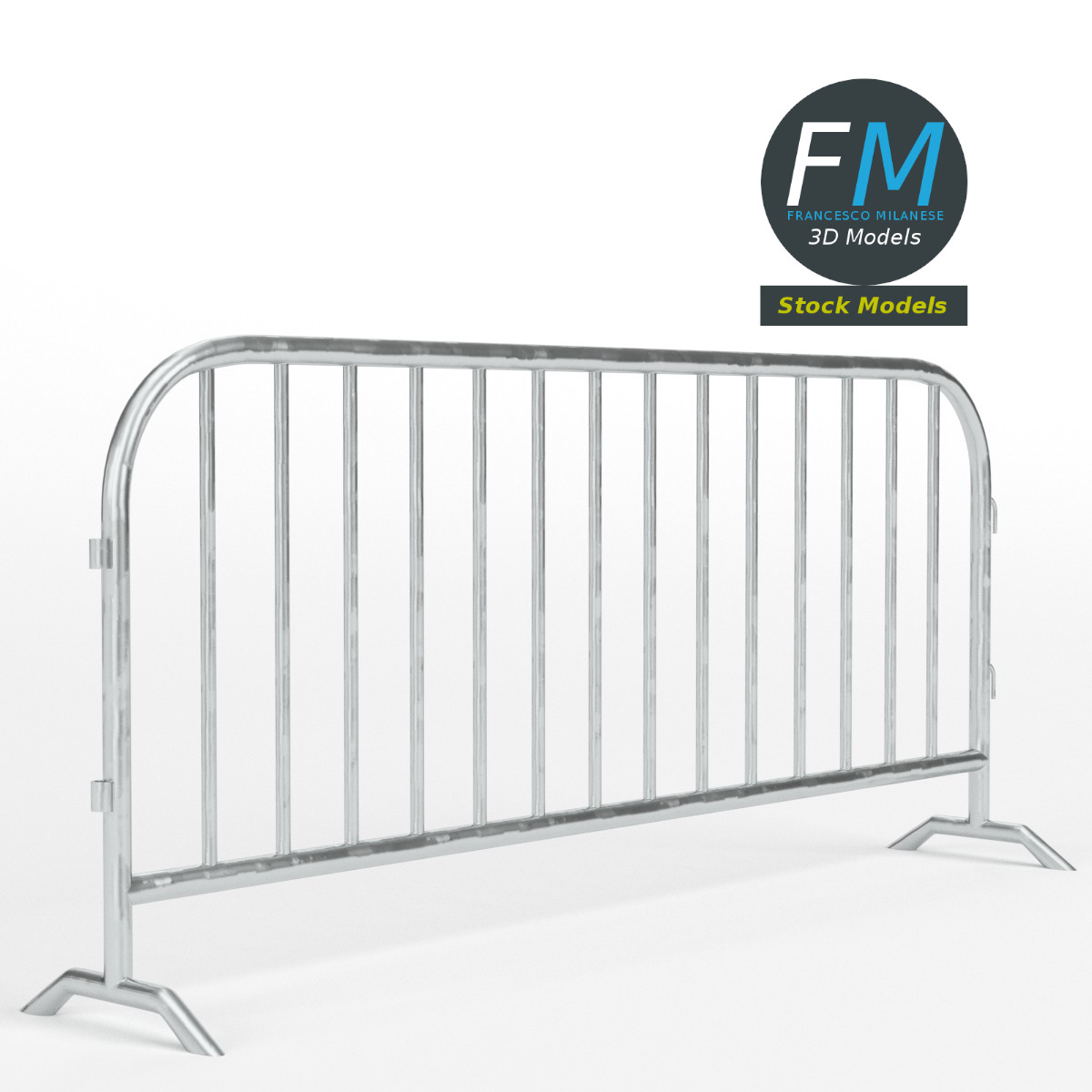 3D-Modell - Metallische Straßenabsperrung - 01