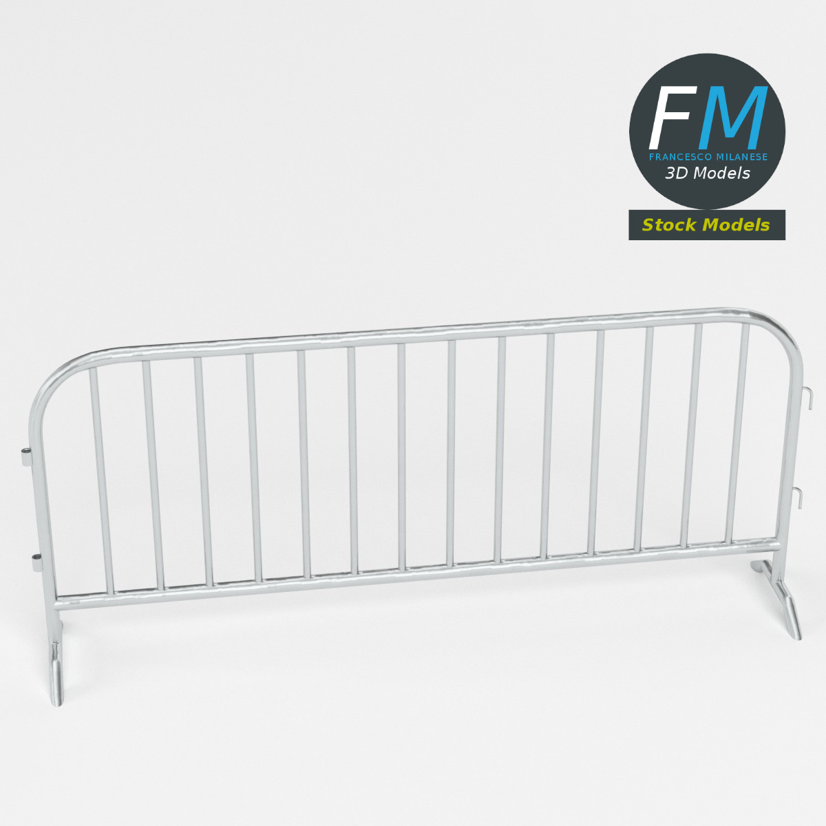 3D-Modell - Metallische Straßenabsperrung - 02