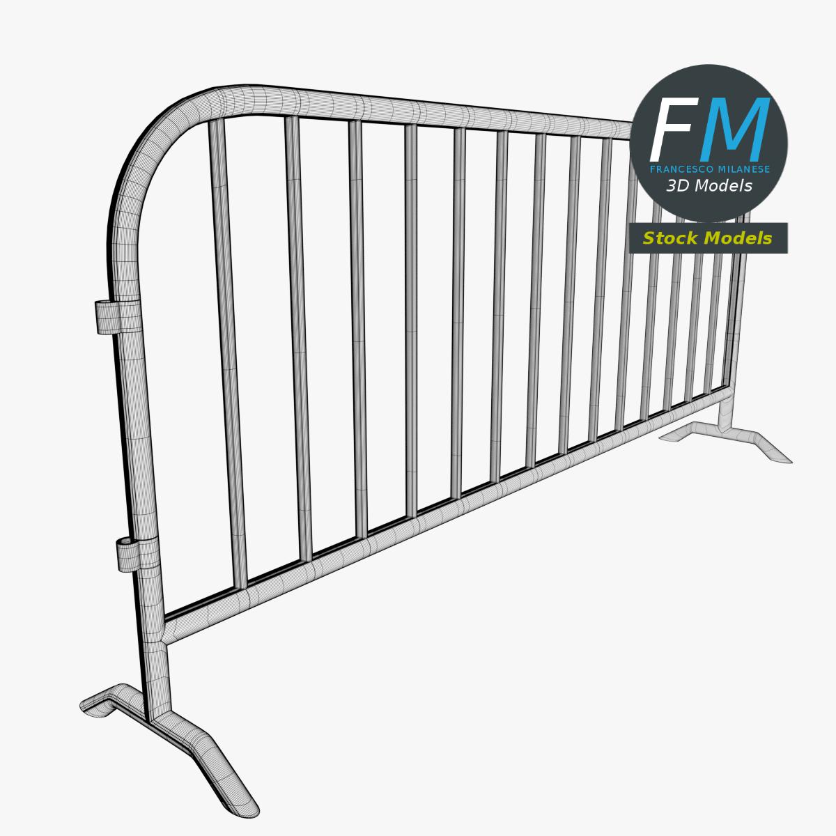 3D-Modell - Metallische Straßenabsperrung - 07