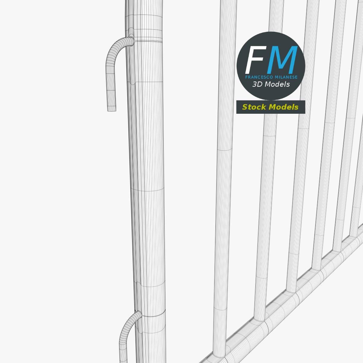 3D-Modell - Metallische Straßenabsperrung - 08