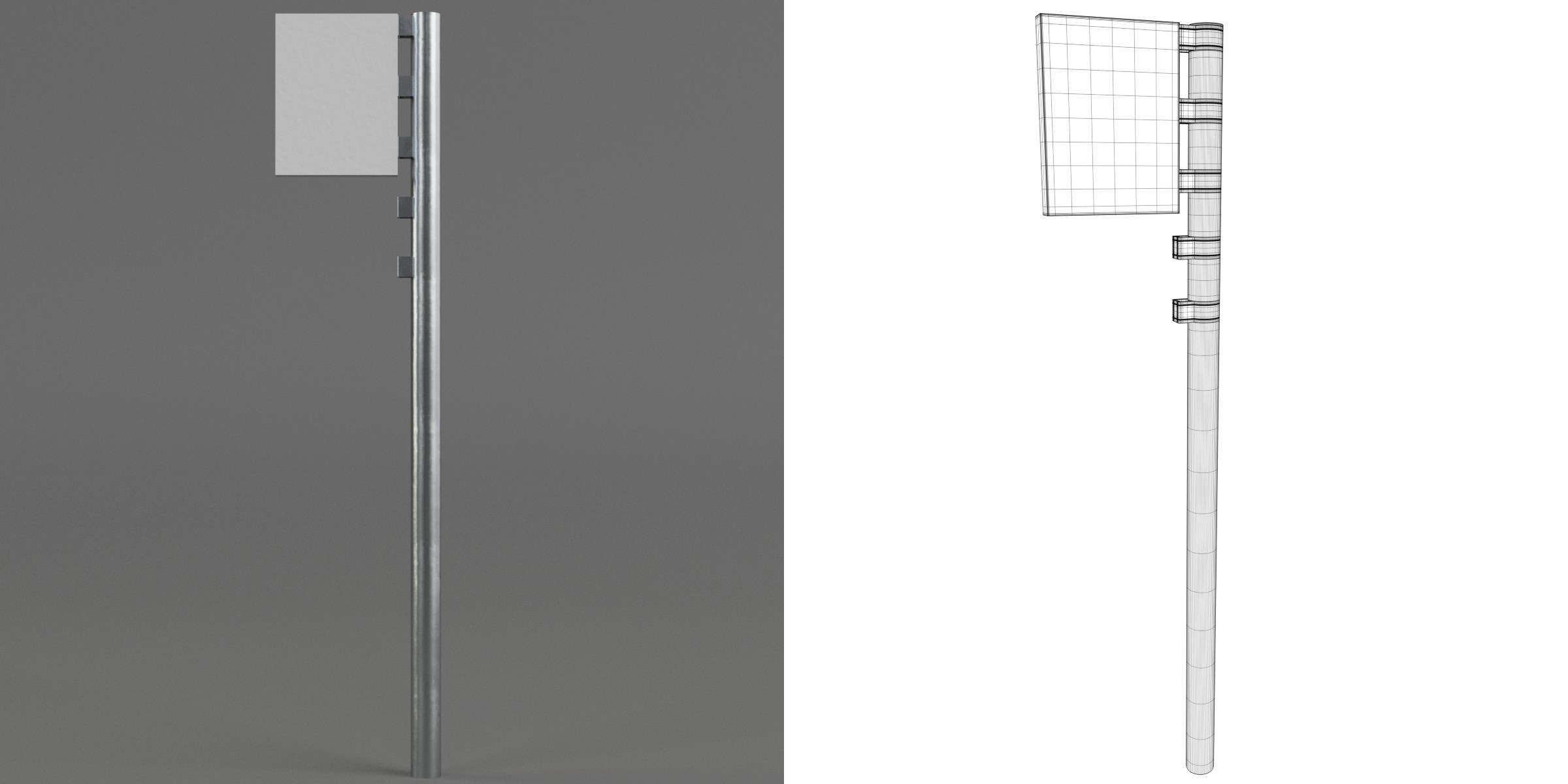 3D-Modell - Straßenmast mit Schild