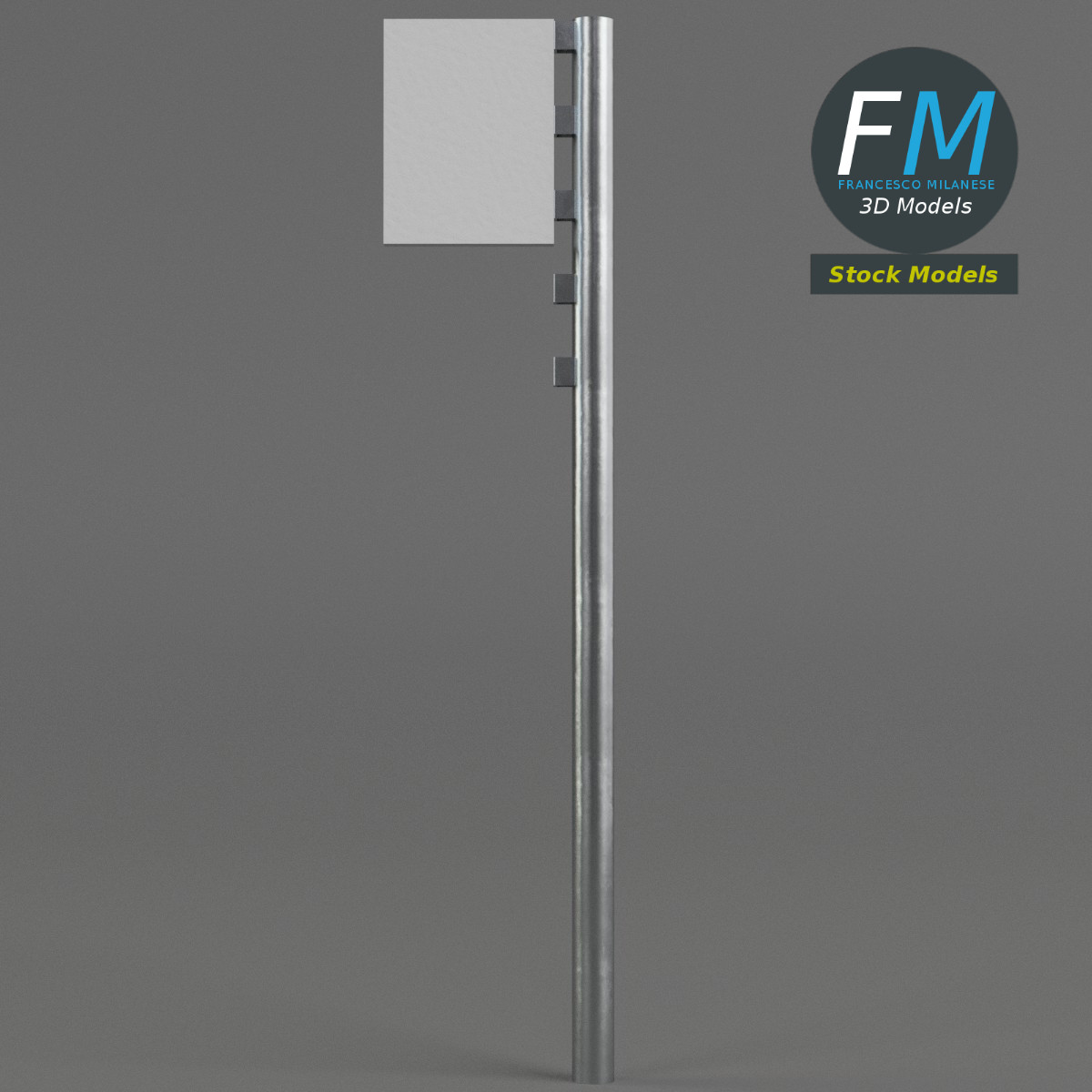 3D-Modell - Straßenmast mit Schild - 01