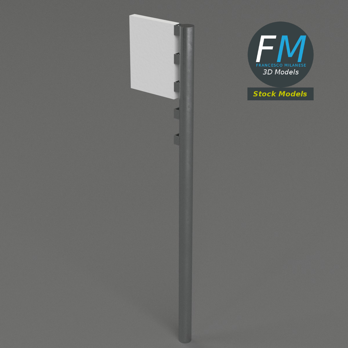 3D-Modell - Straßenmast mit Schild - 02