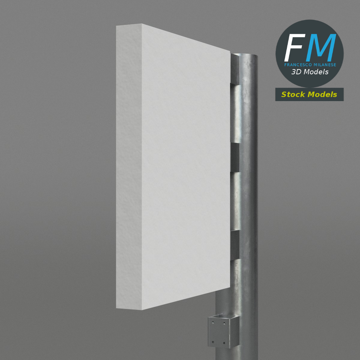 3D-Modell - Straßenmast mit Schild - 04