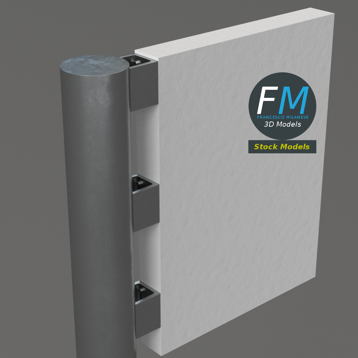3D-Modell - Straßenmast mit Schild - 05