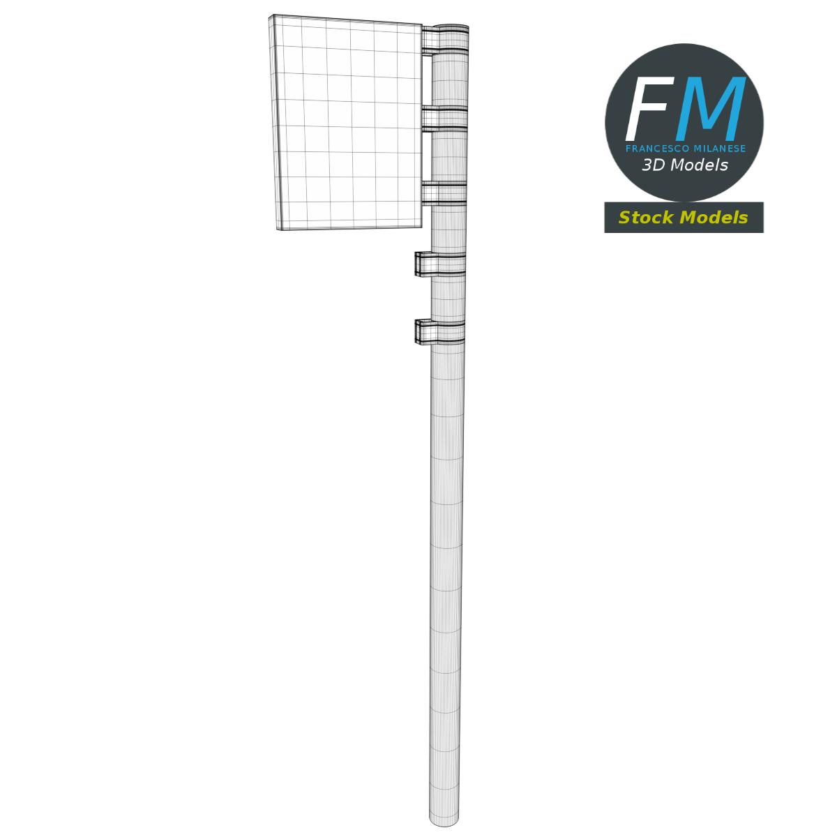 3D-Modell - Straßenmast mit Schild - 07