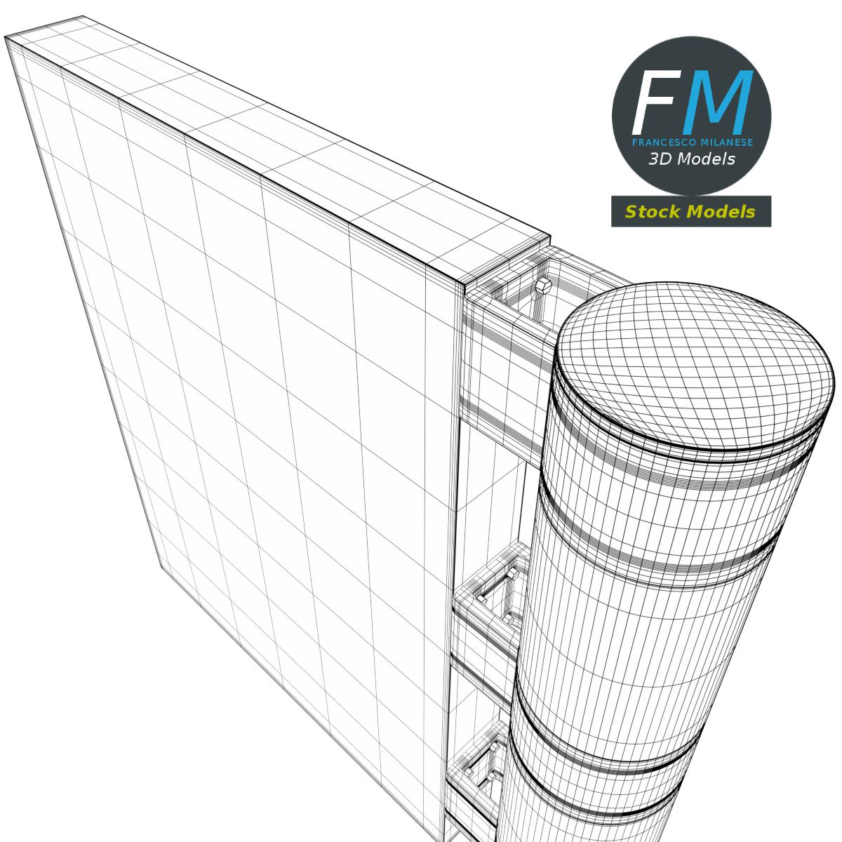 3D-Modell - Straßenmast mit Schild - 08