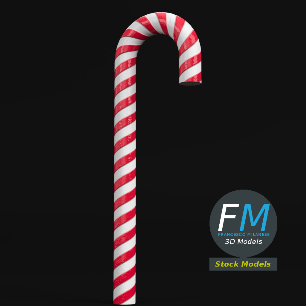 3D-Modell - Gestreifte Zuckerstange - 01