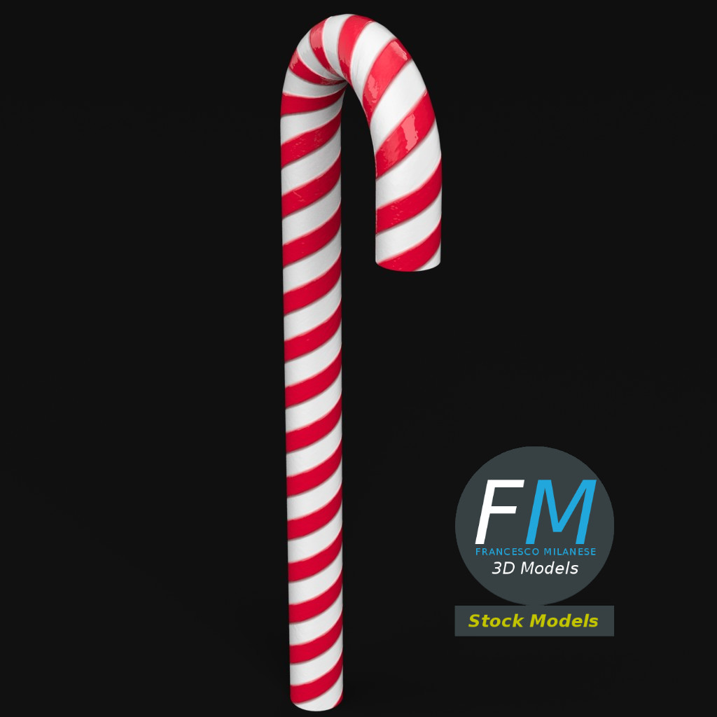 3D-Modell - Gestreifte Zuckerstange - 02