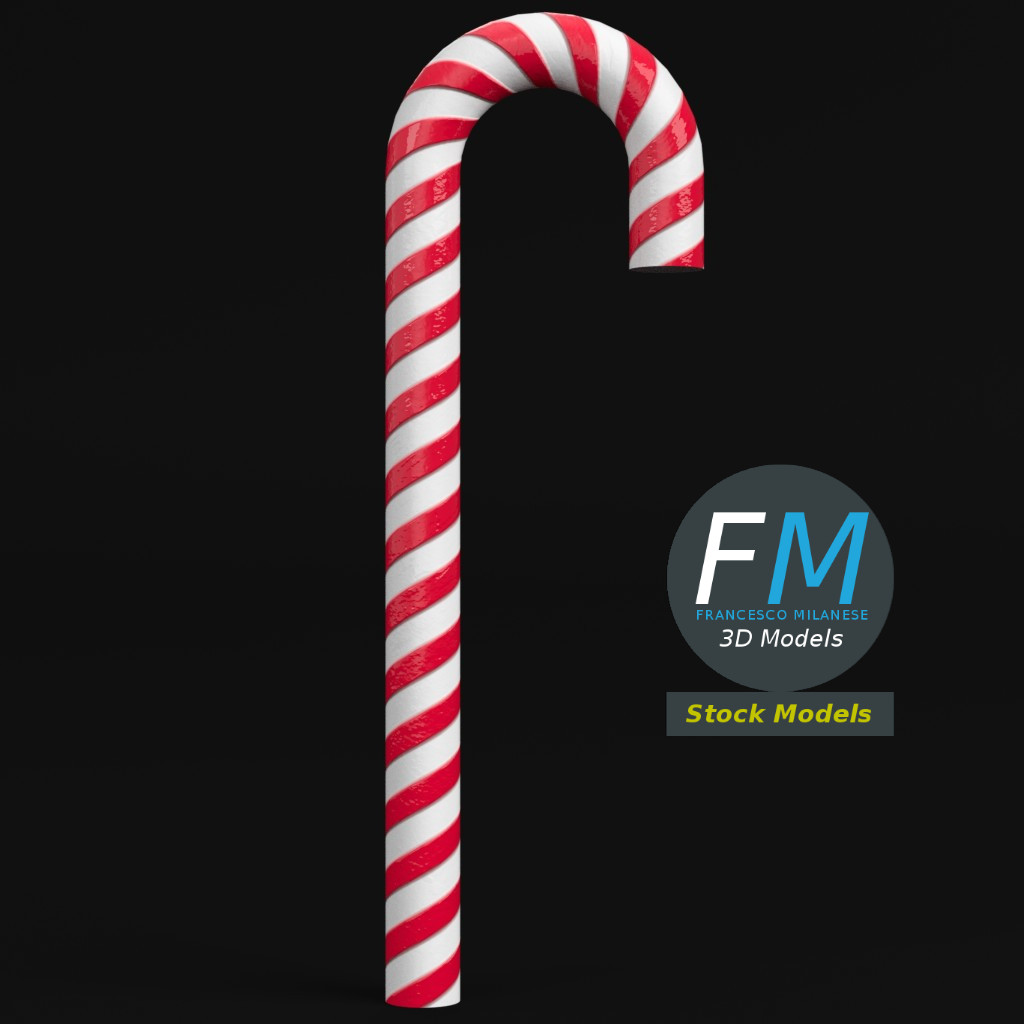 3D-Modell - Gestreifte Zuckerstange - 03