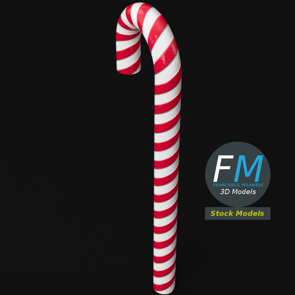 3D-Modell - Gestreifte Zuckerstange - 05
