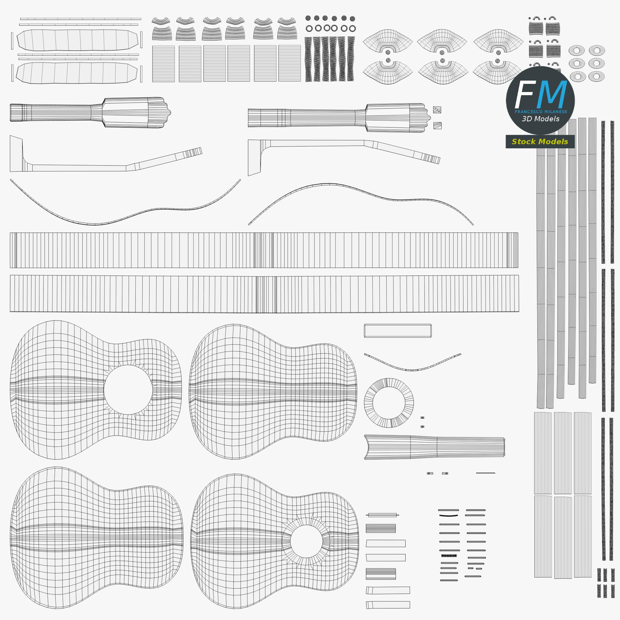 3D-Modell - Klassische Schülergitarre - 11 3D-Modell - Klassische Schülergitarre - 11