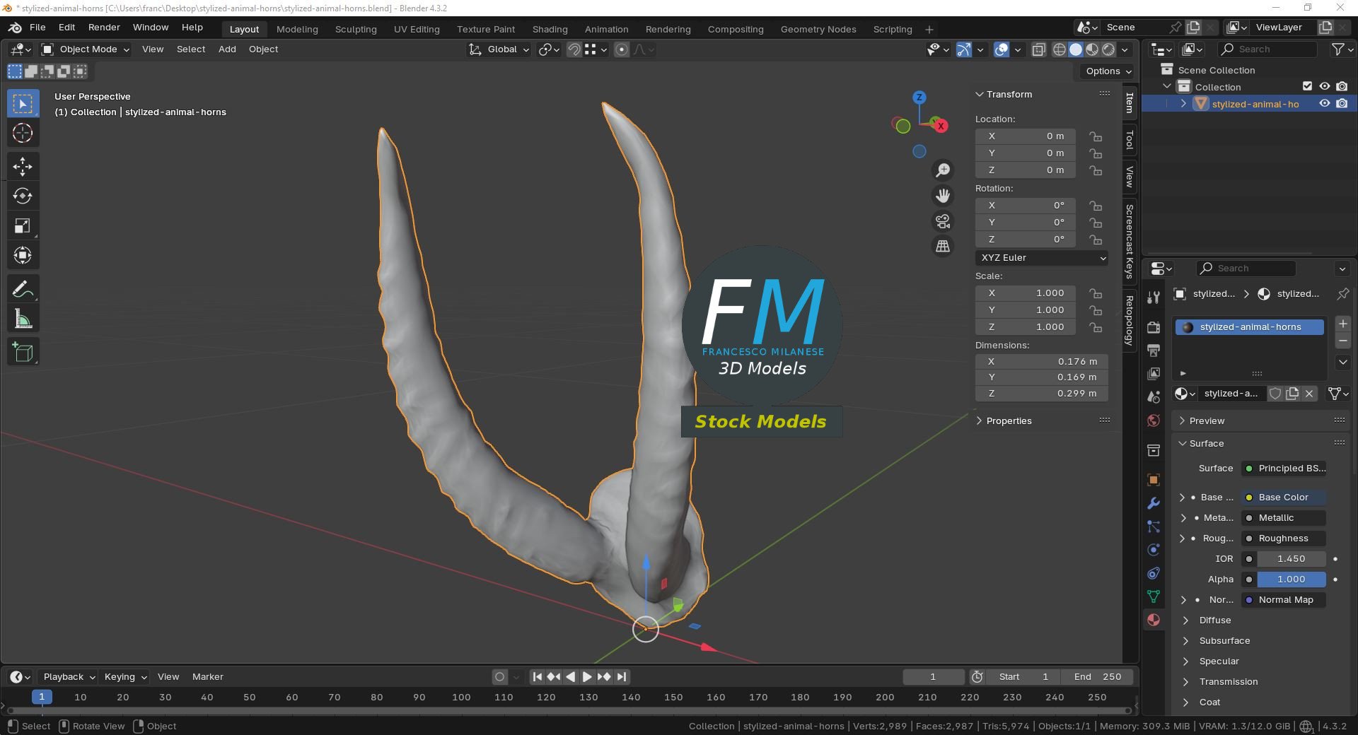 3D-Modell - Stilisierte Tierhörner - 09