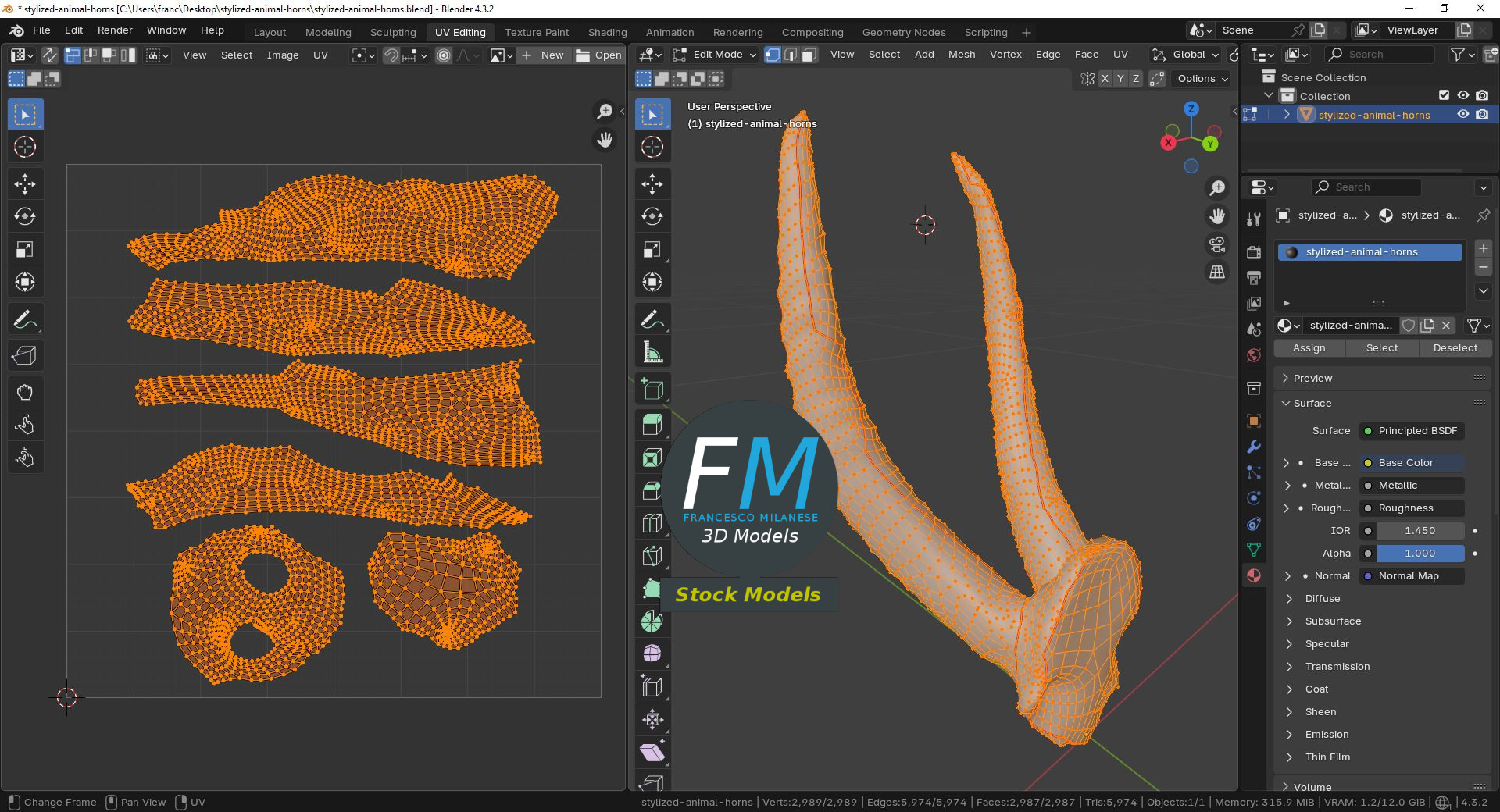 3D-Modell - Stilisierte Tierhörner - 10