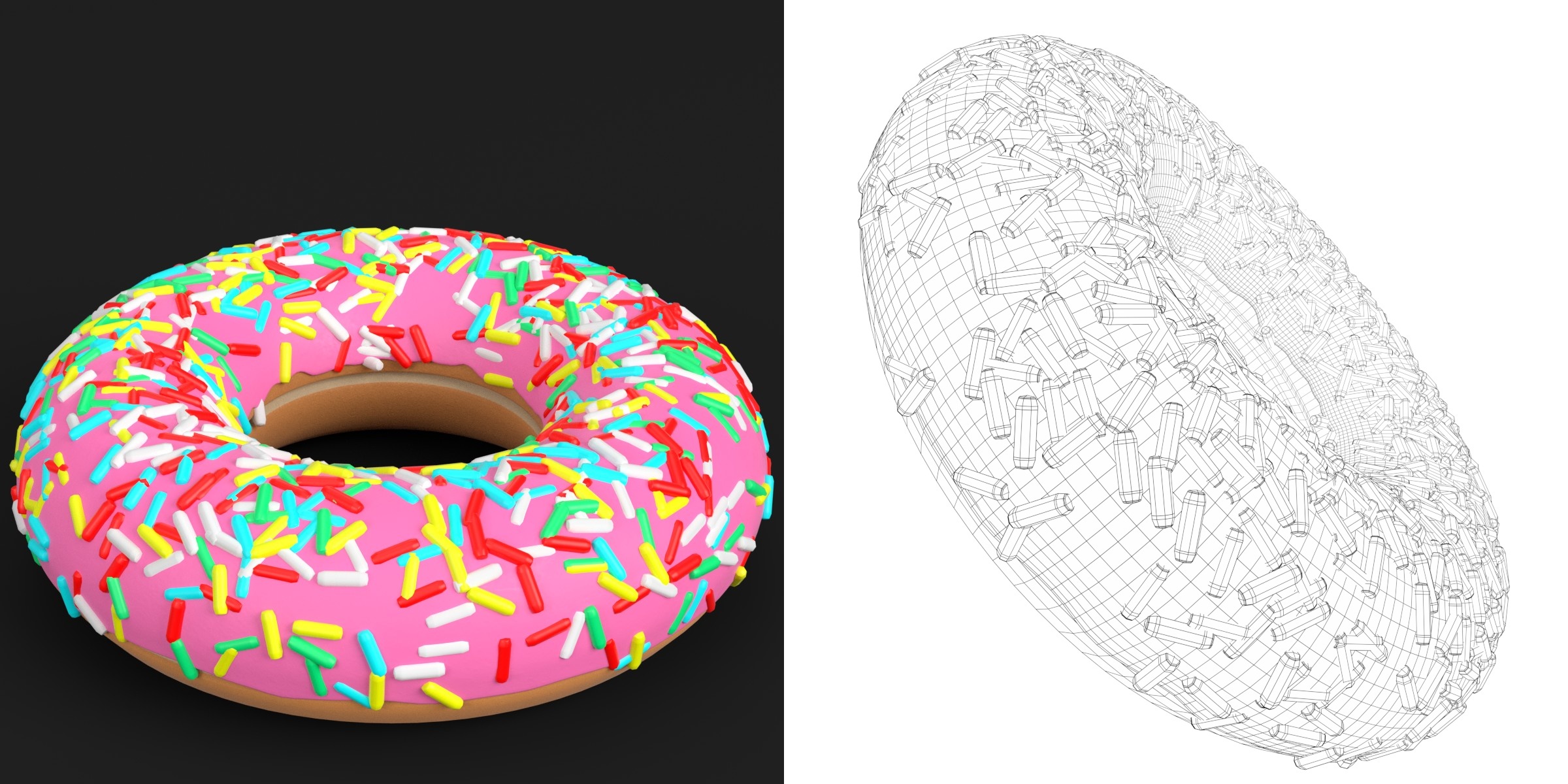 3D-Modell - Stilisierter Donut mit Streuseln