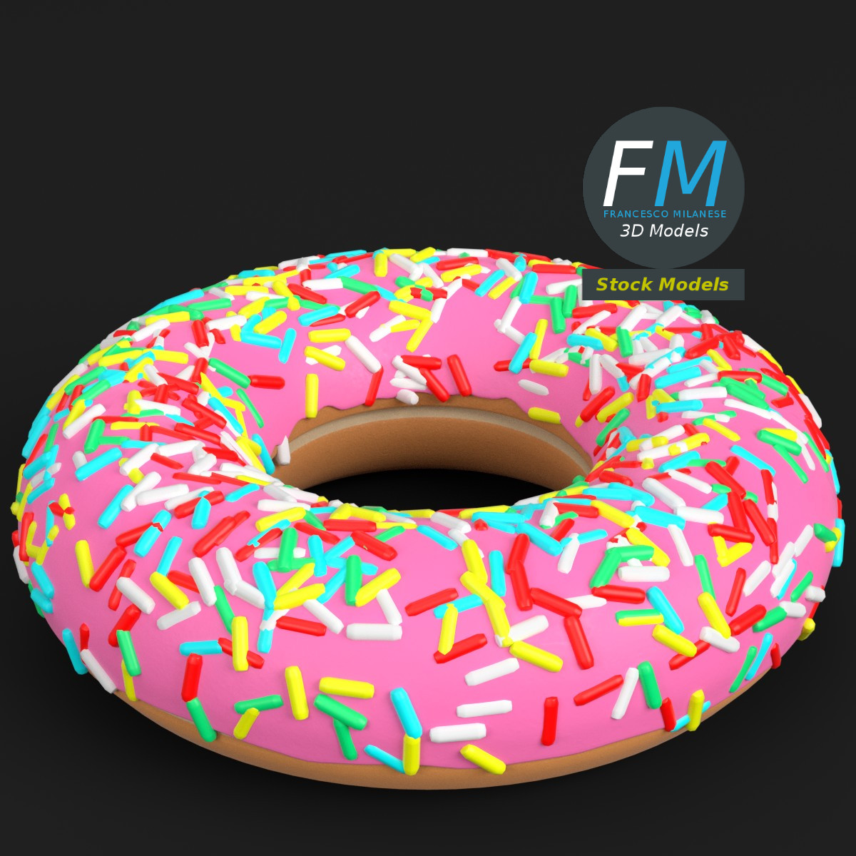 3D-Modell - Stilisierter Donut mit Streuseln - 01