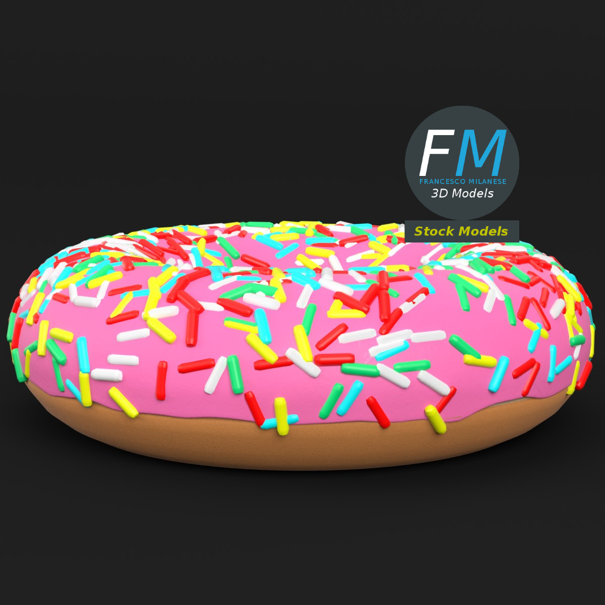 3D-Modell - Stilisierter Donut mit Streuseln - 02