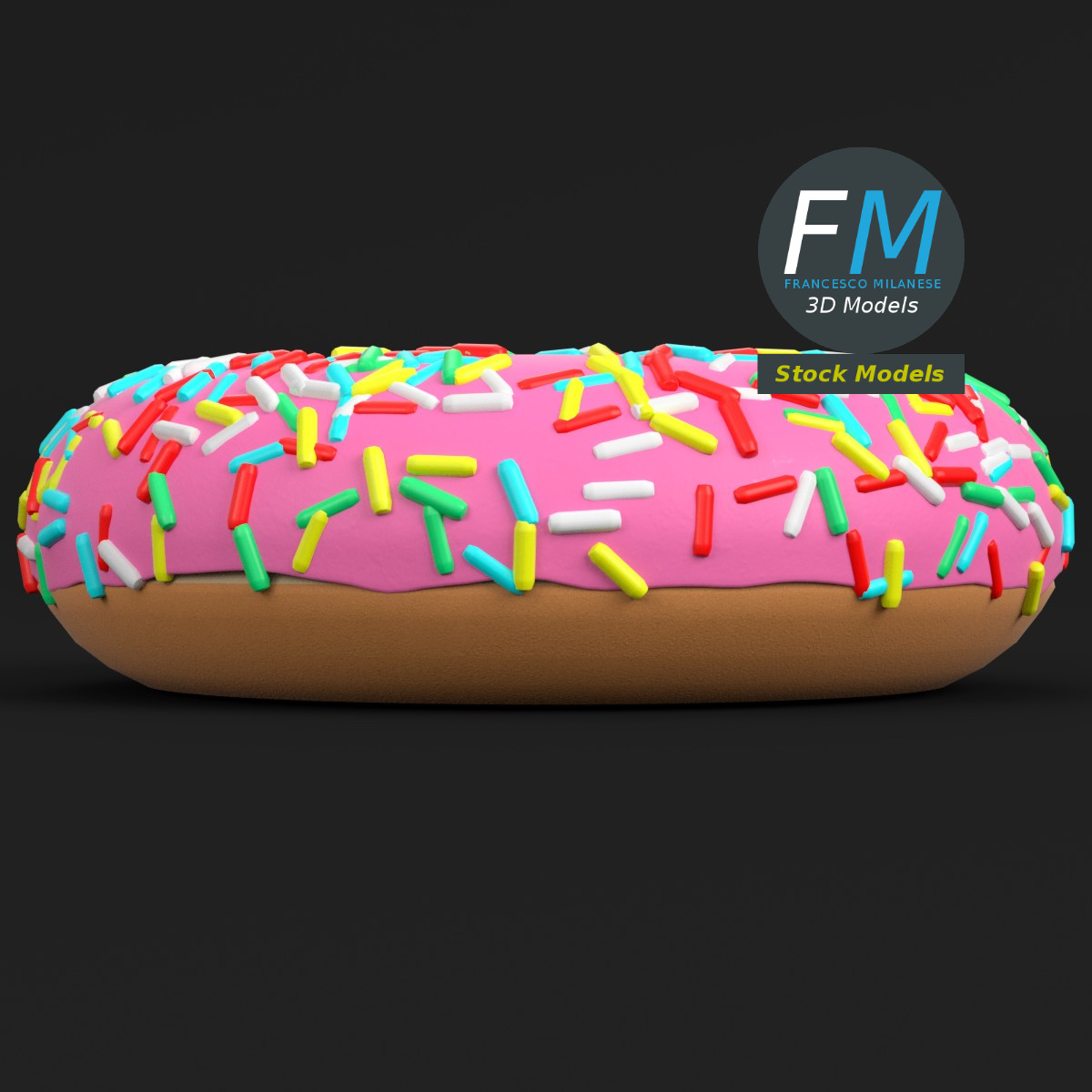 3D-Modell - Stilisierter Donut mit Streuseln - 03