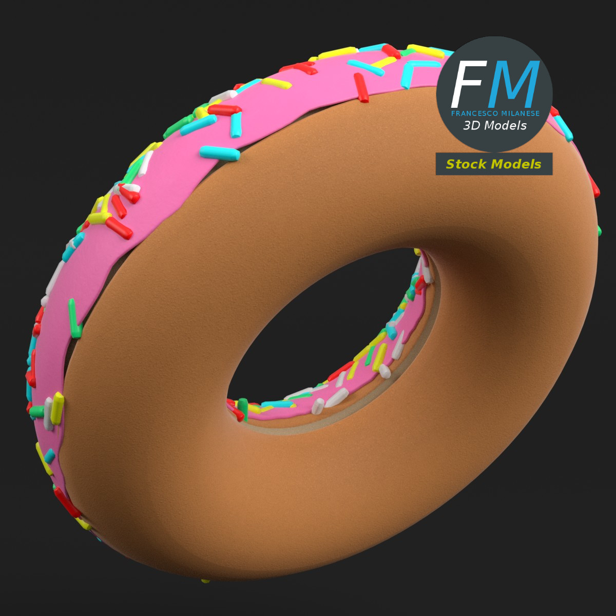 3D-Modell - Stilisierter Donut mit Streuseln - 04