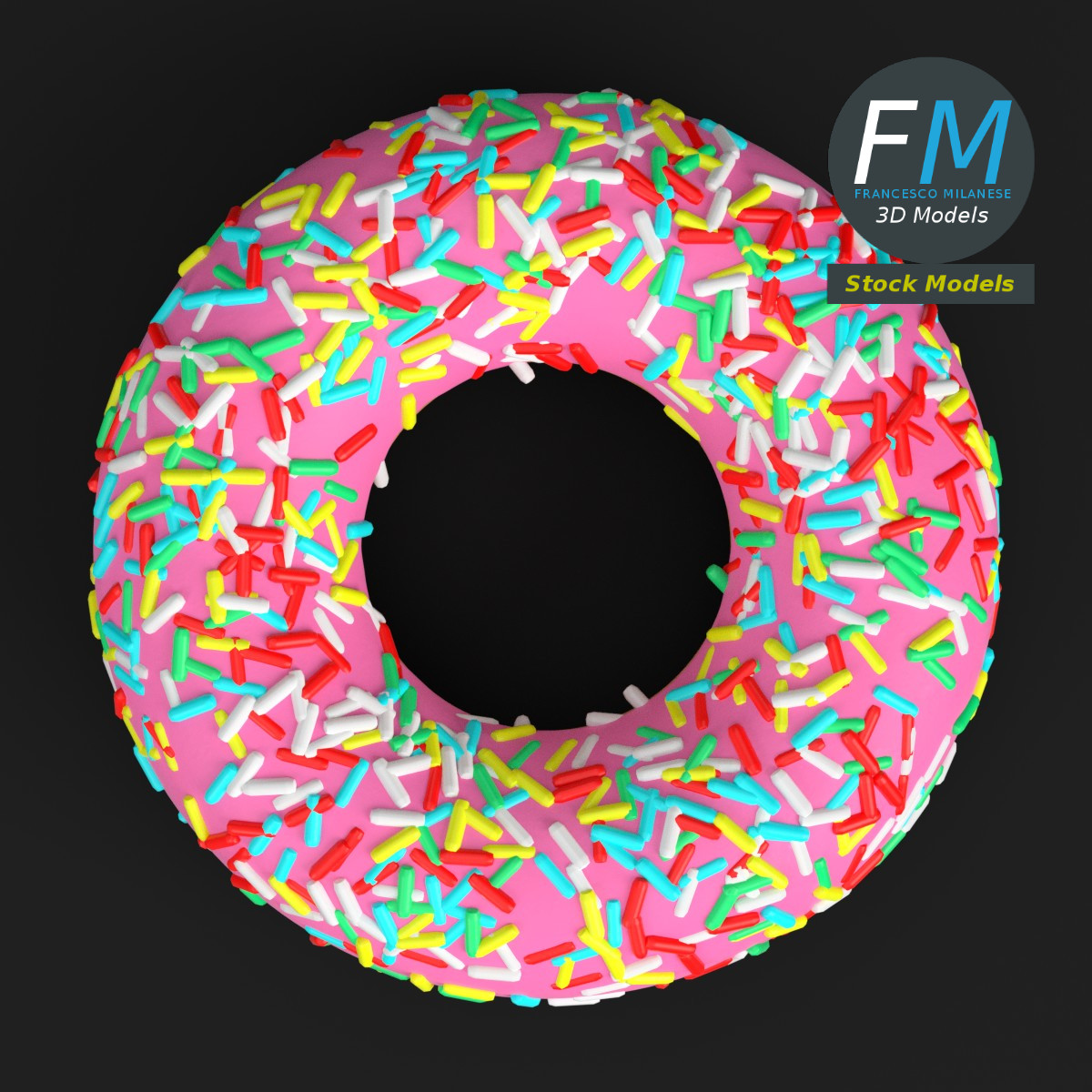 3D-Modell - Stilisierter Donut mit Streuseln - 06