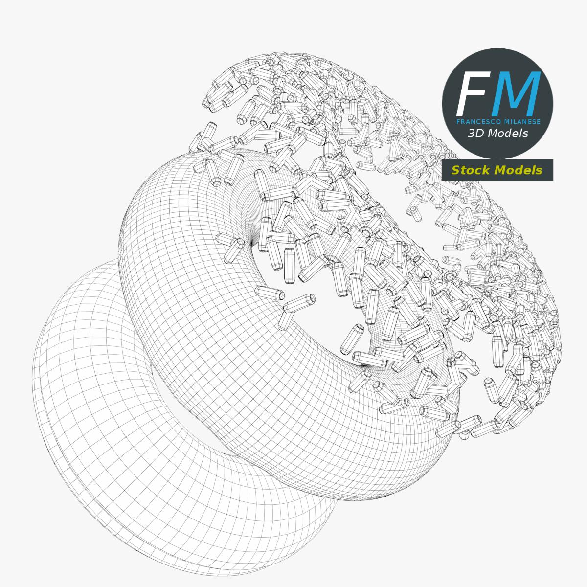 3D-Modell - Stilisierter Donut mit Streuseln - 08