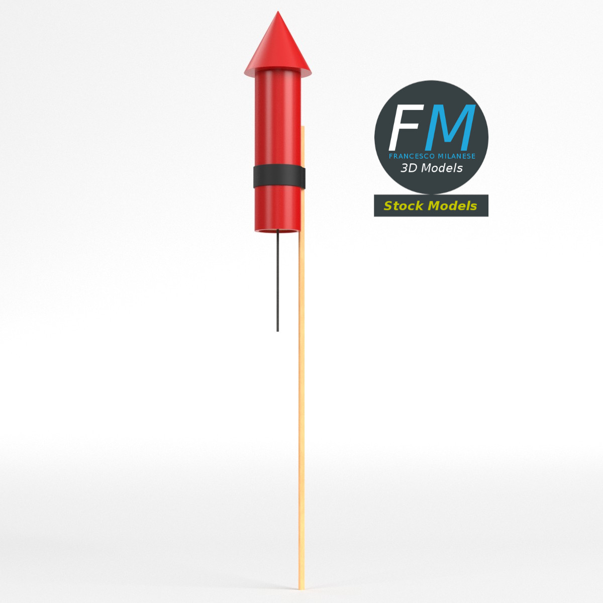 3D-Modell - Stilisierte Feuerwerksrakete - 01