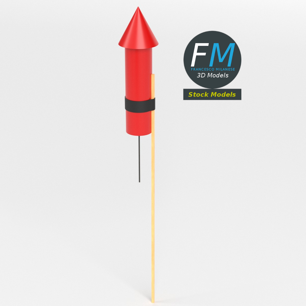 3D-Modell - Stilisierte Feuerwerksrakete - 02
