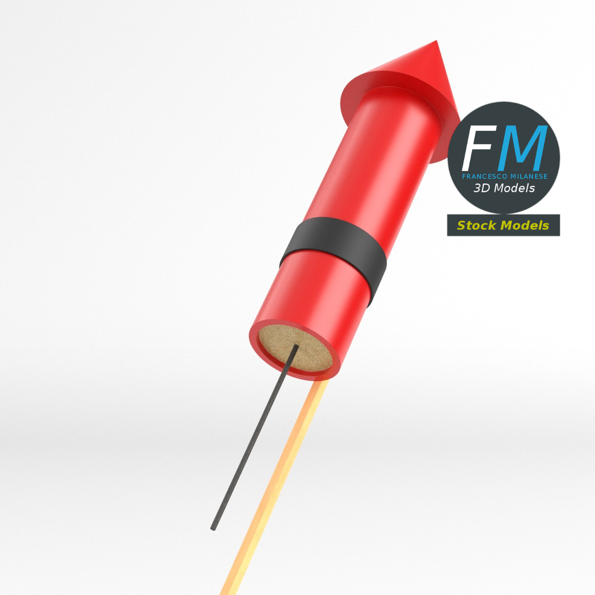 3D-Modell - Stilisierte Feuerwerksrakete - 03