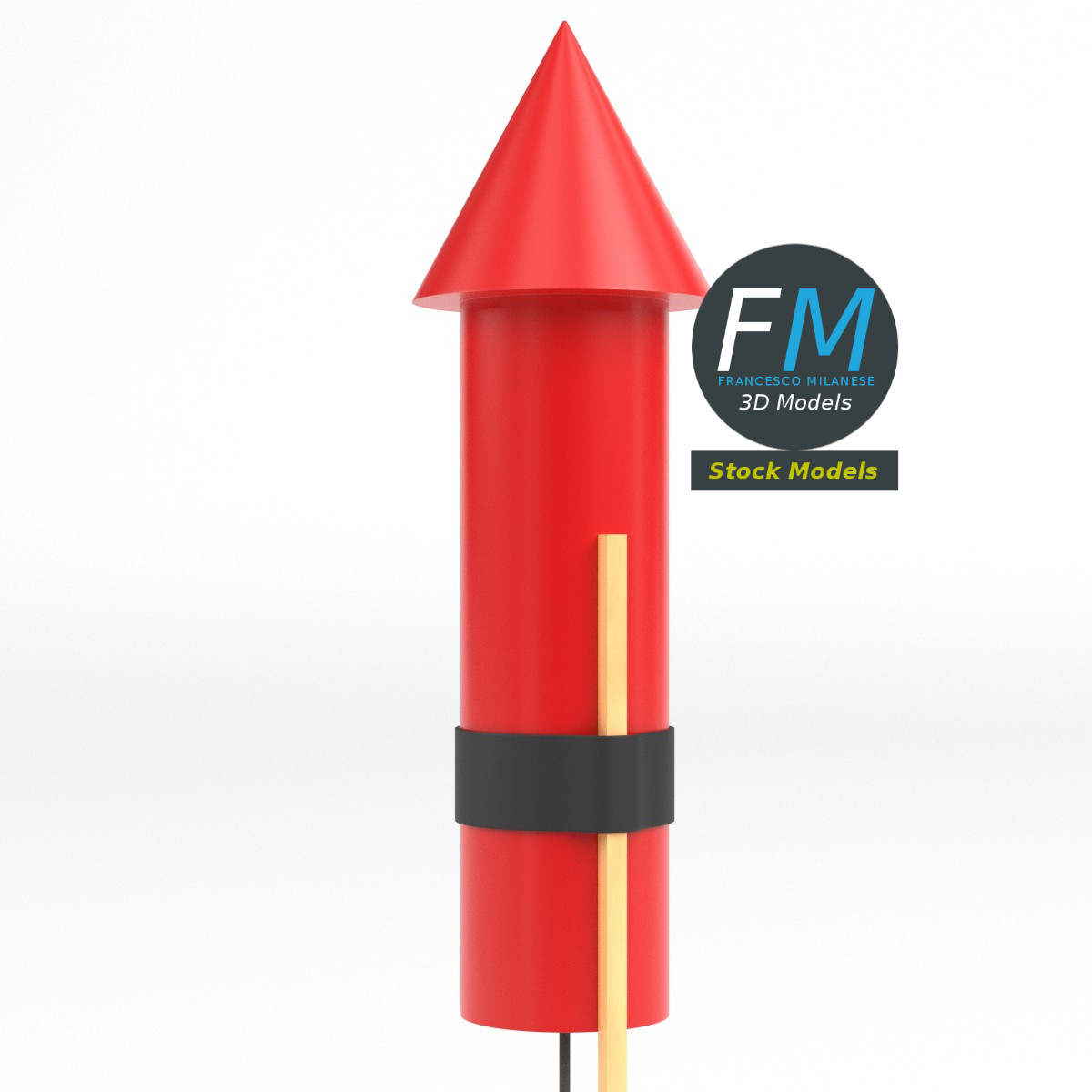 3D-Modell - Stilisierte Feuerwerksrakete - 04