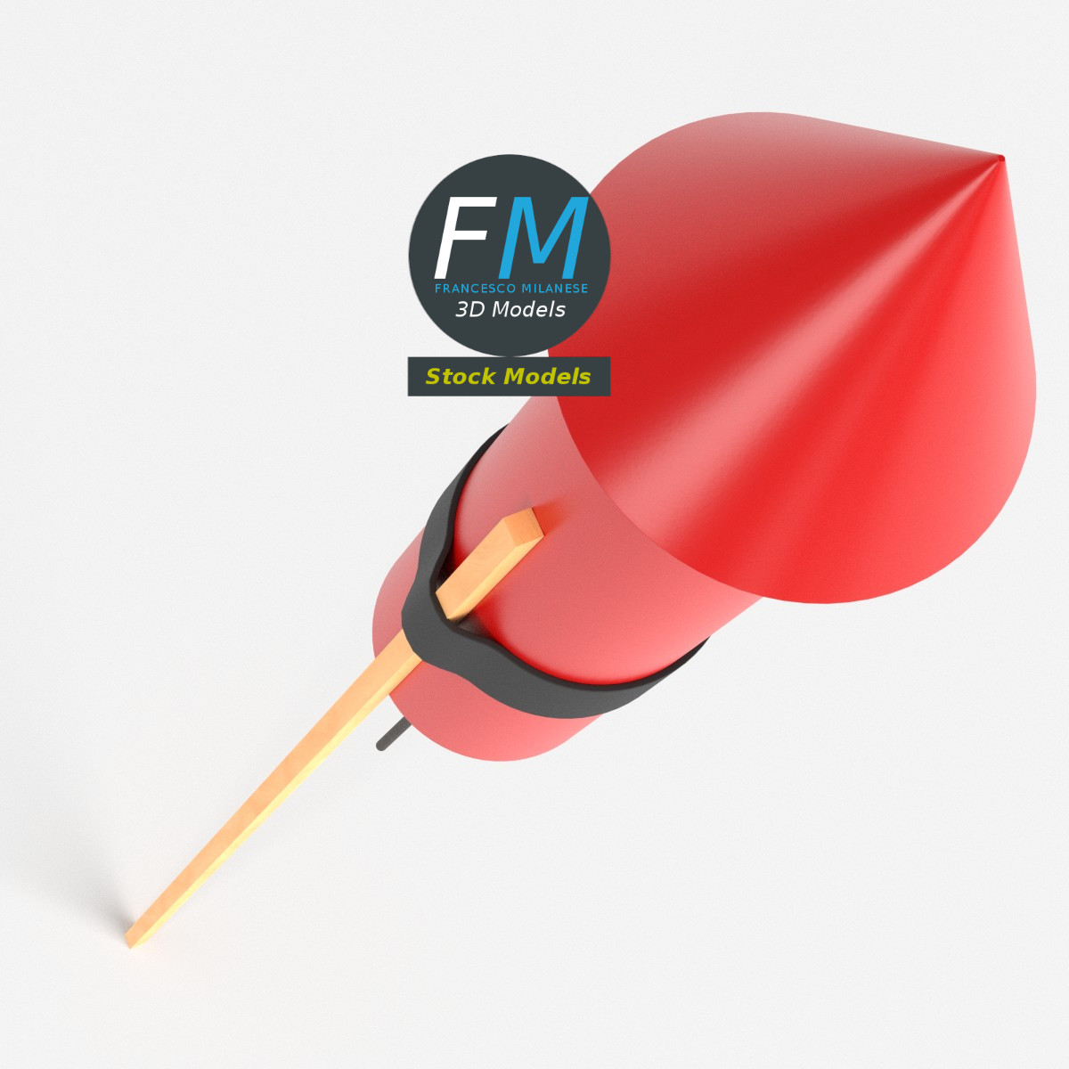 3D-Modell - Stilisierte Feuerwerksrakete - 06