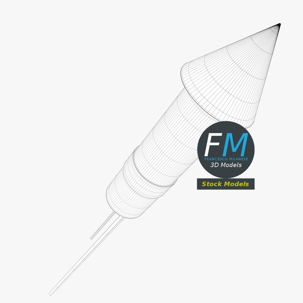 3D-Modell - Stilisierte Feuerwerksrakete - 07