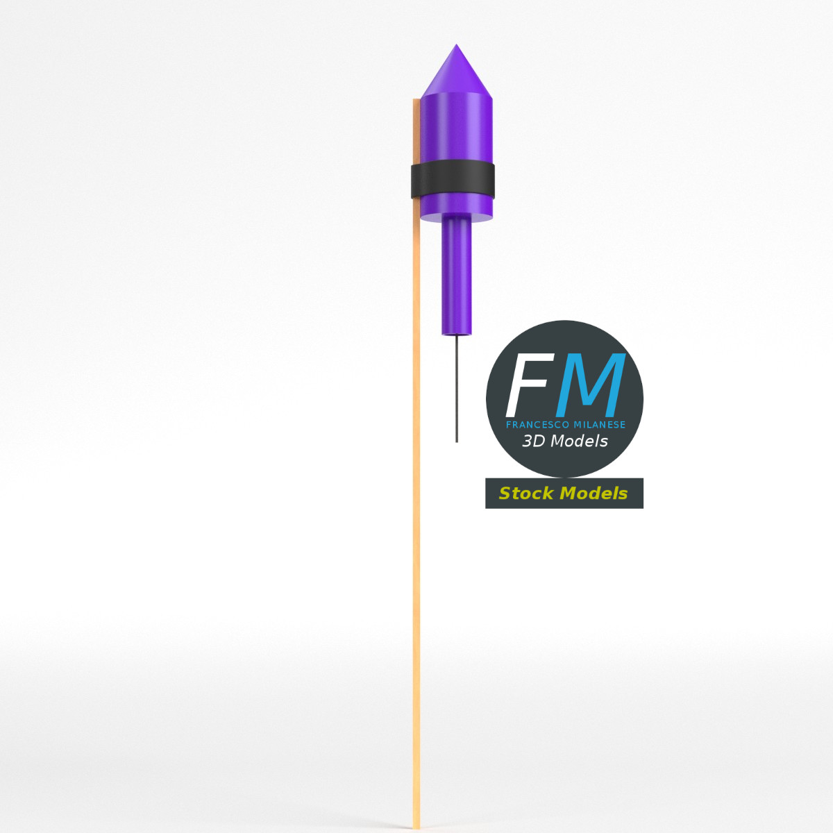 3D-Modell - Stilisierte Feuerwerksrakete - 01