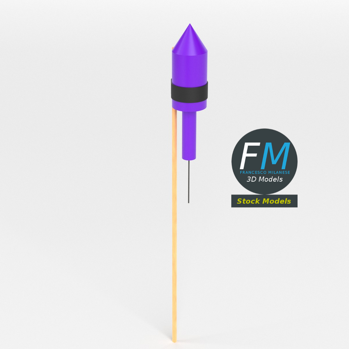 3D-Modell - Stilisierte Feuerwerksrakete - 02