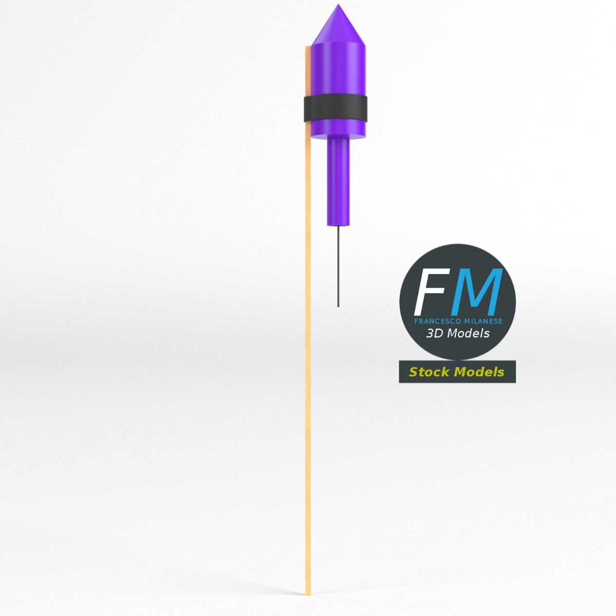 3D-Modell - Stilisierte Feuerwerksrakete - 03