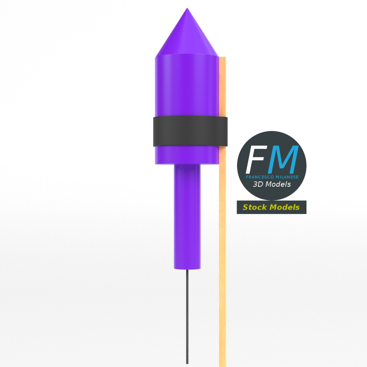 3D-Modell - Stilisierte Feuerwerksrakete - 04