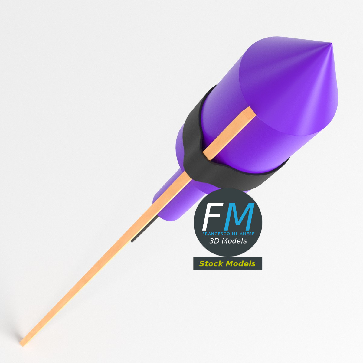 3D-Modell - Stilisierte Feuerwerksrakete - 06