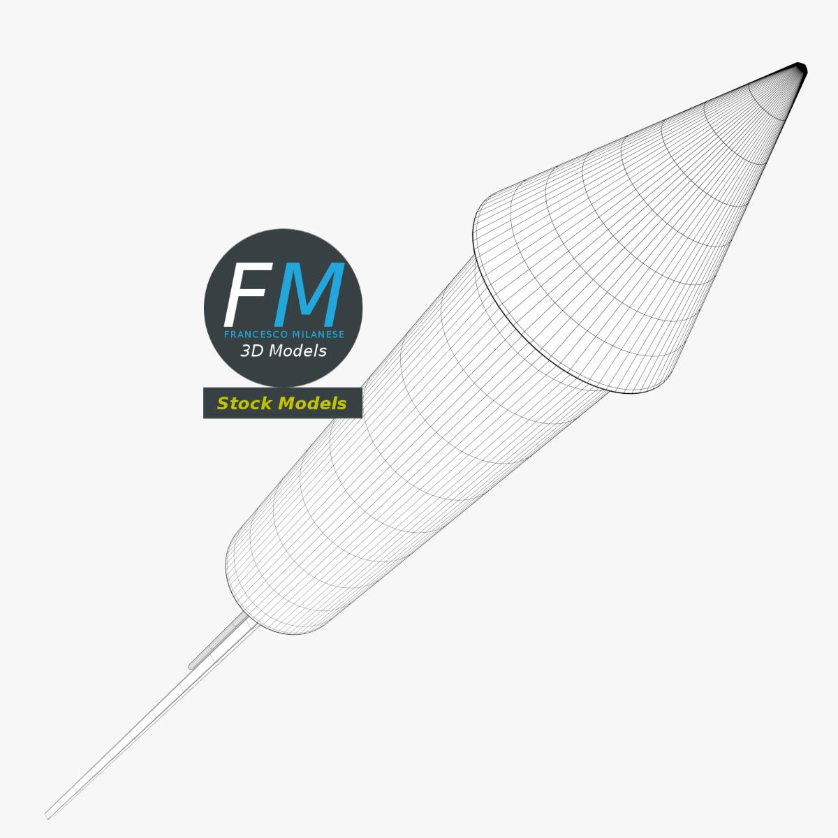 3D-Modell - Stilisierte Gestreifte Feuerwerksrakete - 07