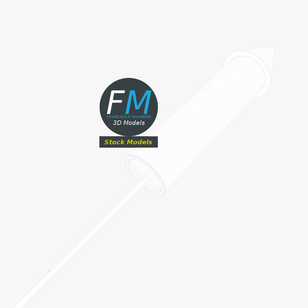 3D-Modell - Stilisierte Gestreifte Feuerwerksrakete - 08