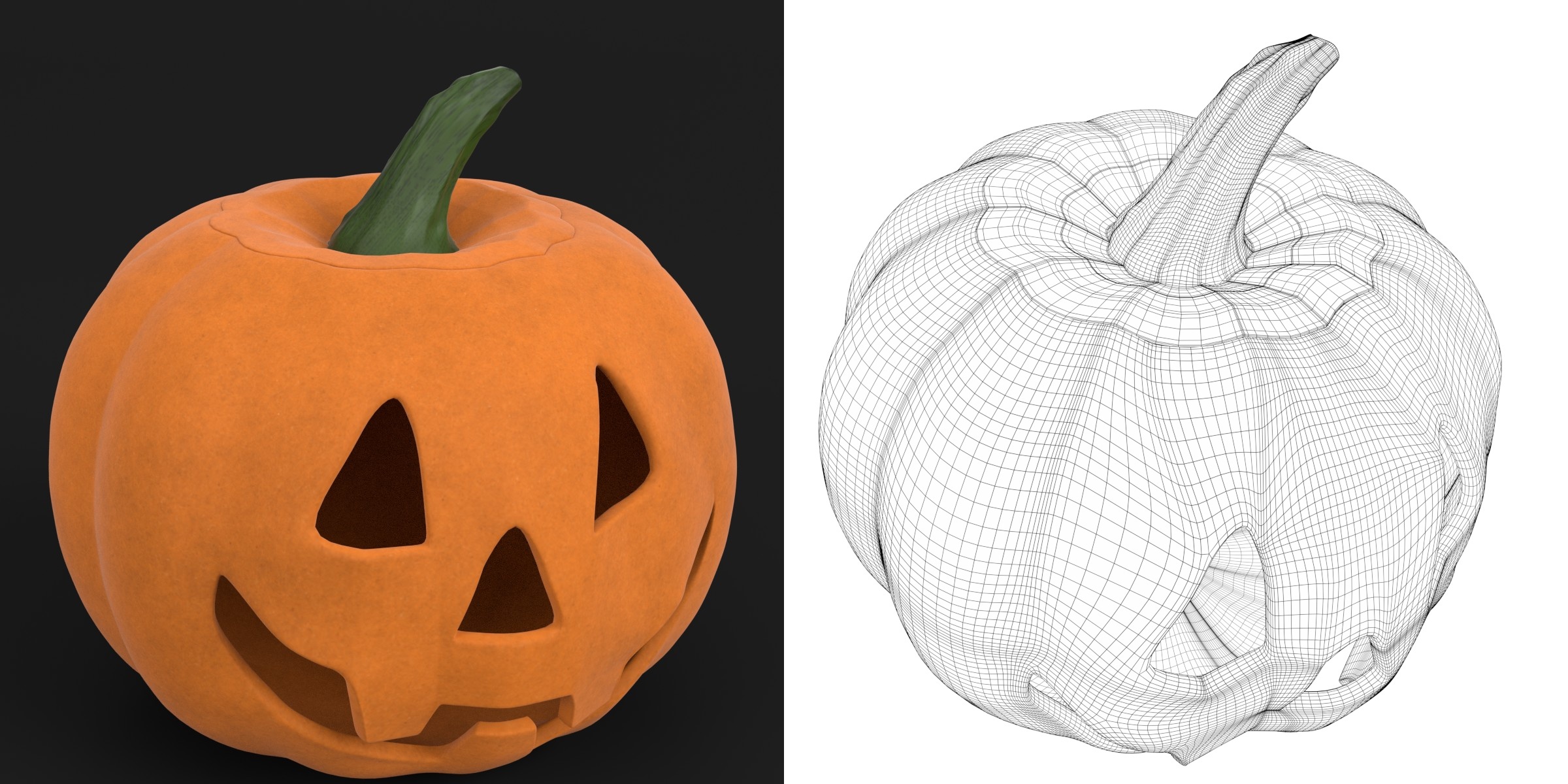 3D-Modell - Stilisierter Halloween-Kürbis