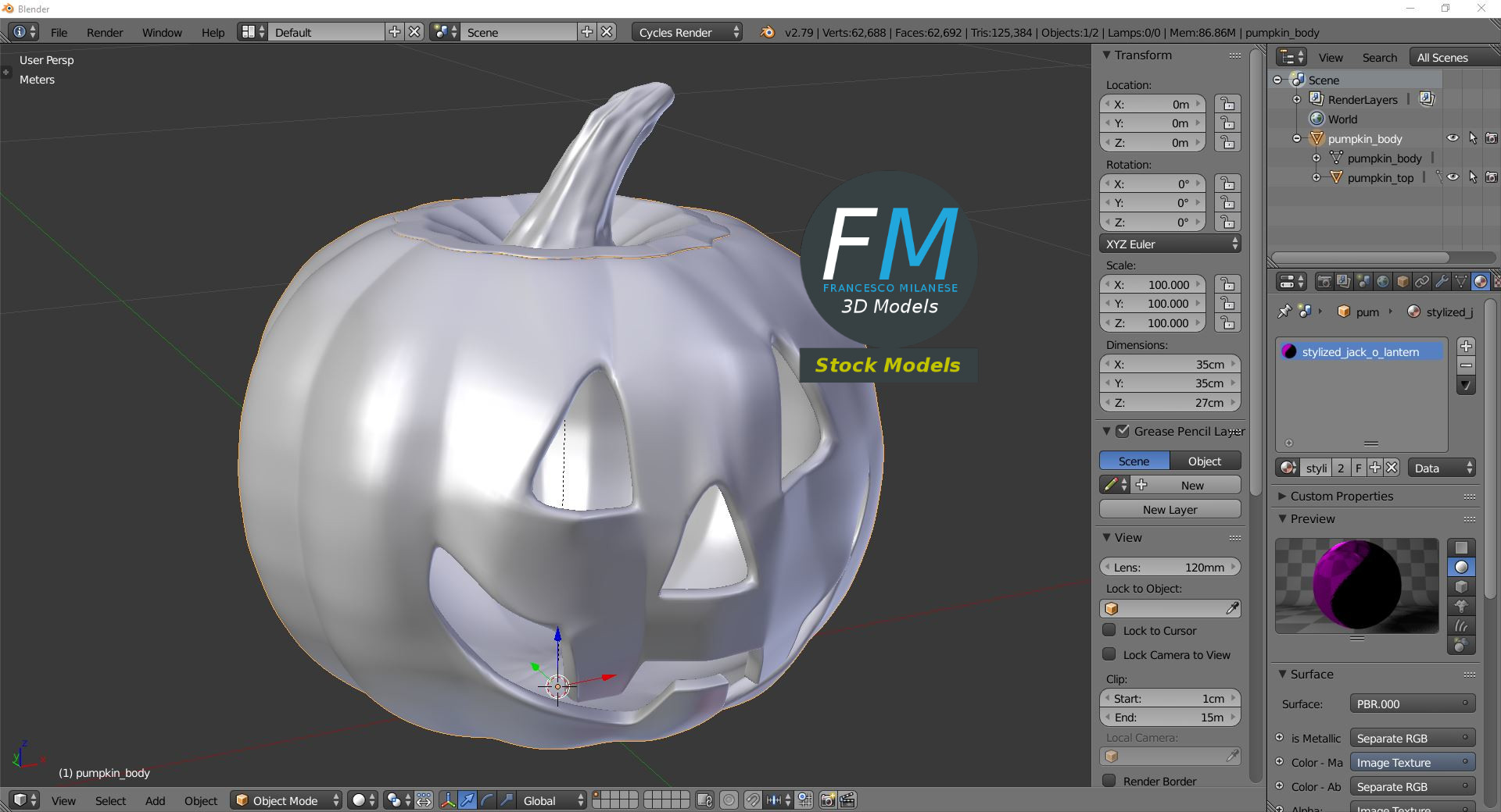 3D-Modell - Stilisierter Halloween-Kürbis - 09