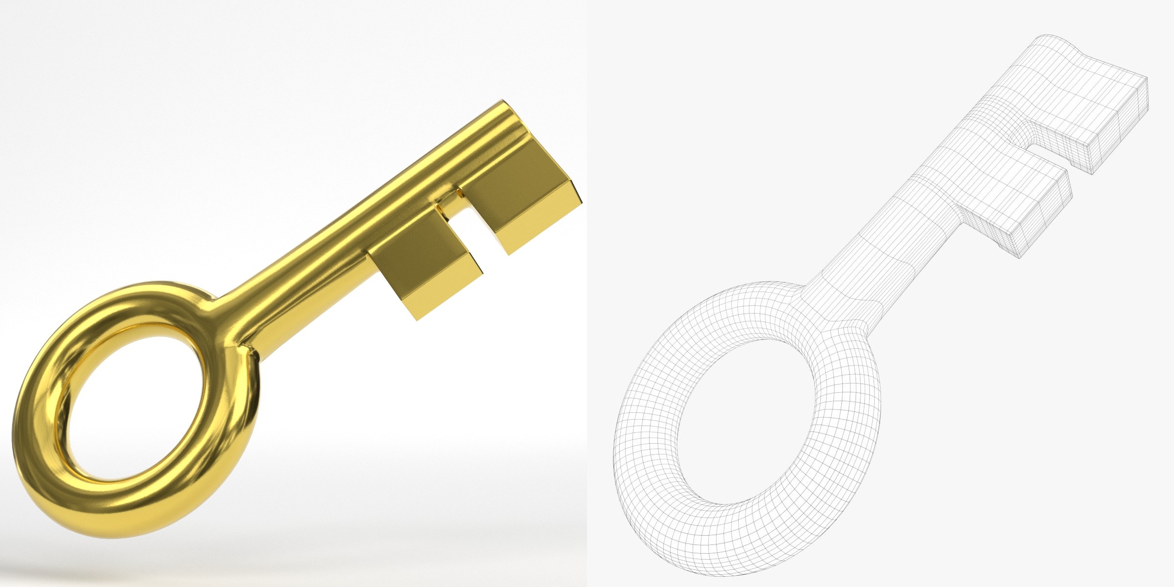 3D-Modell - Stilisierter Goldener Schlüssel