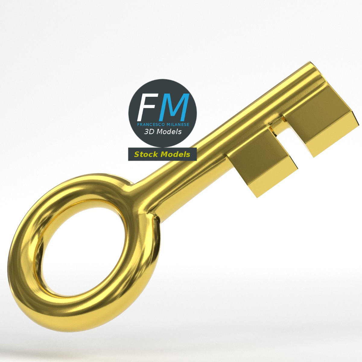 3D-Modell - Stilisierter Goldener Schlüssel - 01